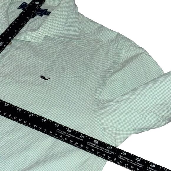 vineyard vines whale shirt mens large plaid green white long sleeve button shirt - Picture 5 of 11